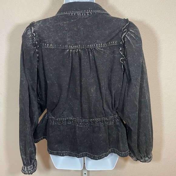 Free People Washed Black Jean Jacket - Picture 4 of 13